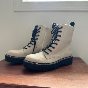 Cream Ivory combat boots by Sincerely Jules - 8